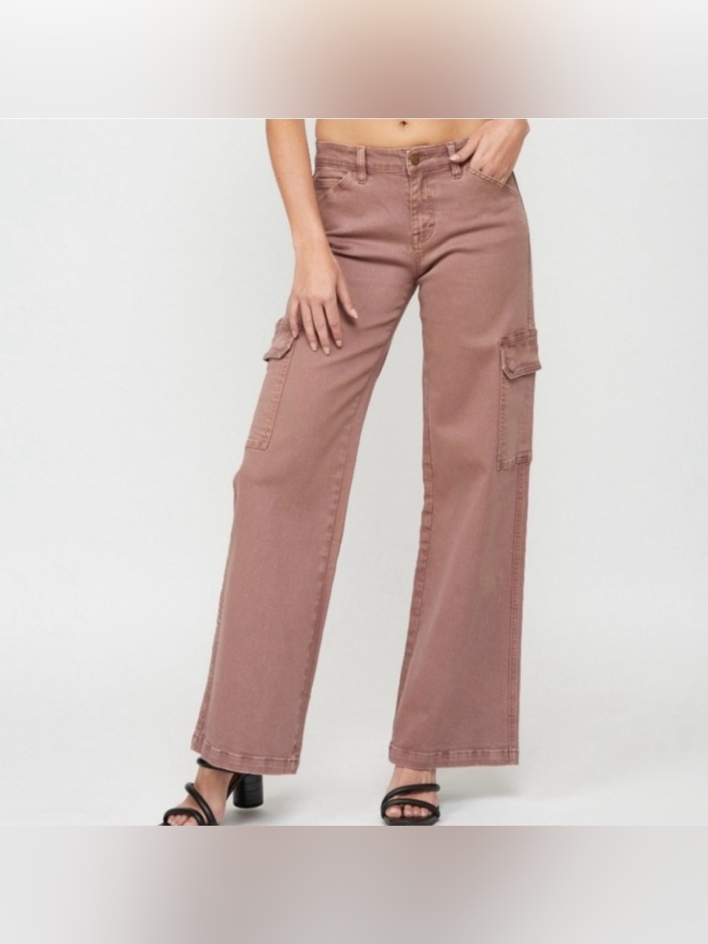 Altar’d State - Cargo Wide-Leg Jeans in Dusty Rose